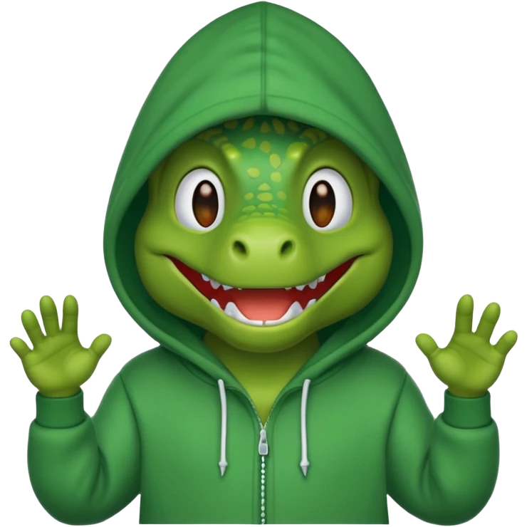 A Dinosaur wearing a hoodie emoji