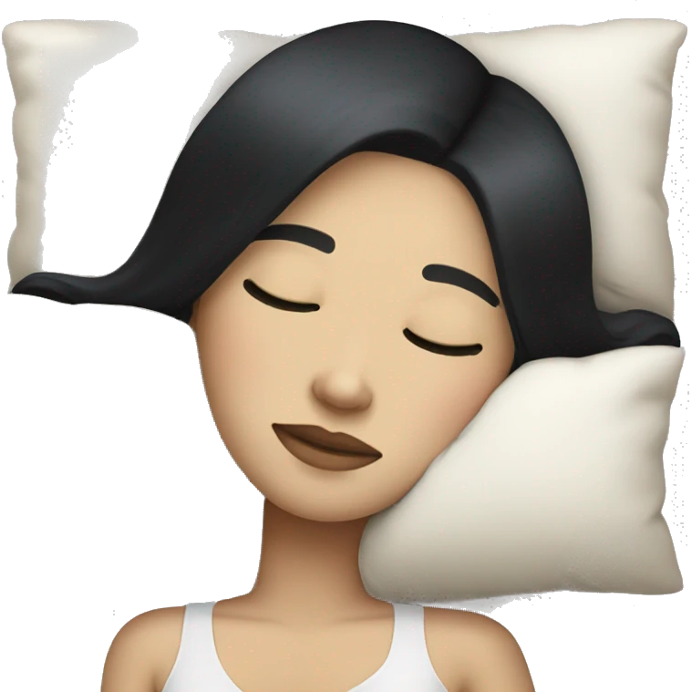 woman with black hair and white skin sleeping emoji