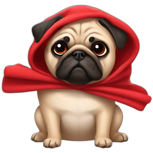 Pug with bow in a red blanket emoji