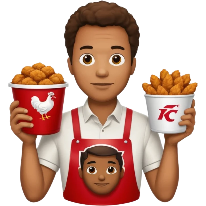 Black man holding a kfc bucket filled with fried chicken emoji