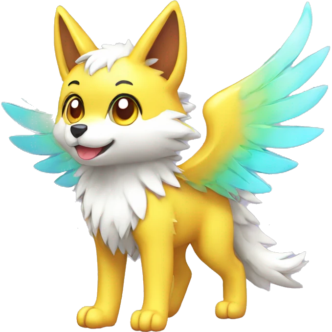 Kawaii Cute Colorful Shiny Winged Wolf-Pokémon full body emoji