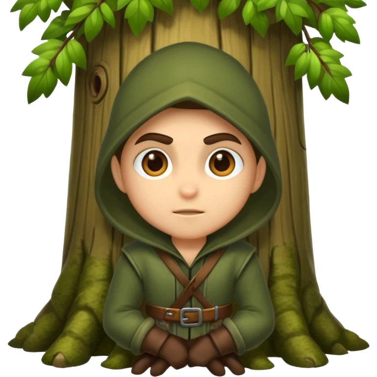 forest rogue peeking from behind tree judging emoji
