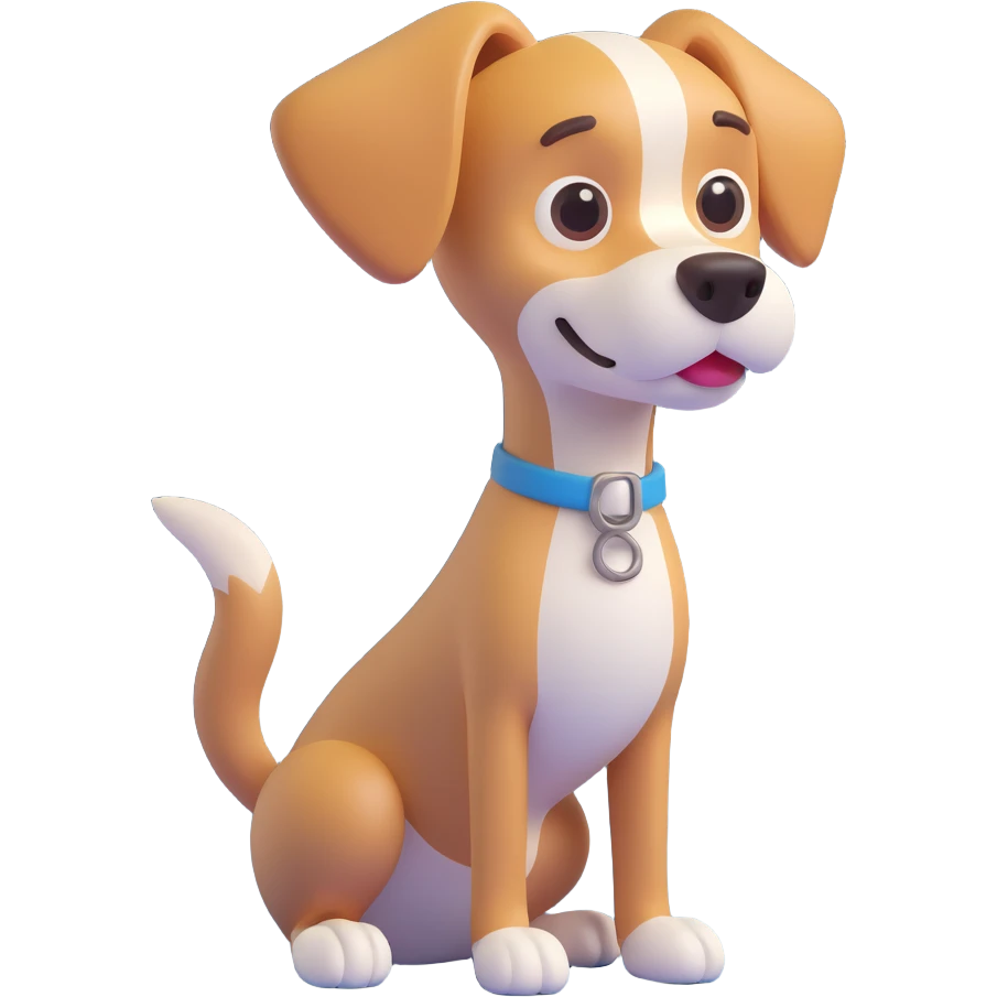 animated 3D emoji of a dog wagging its tail emoji