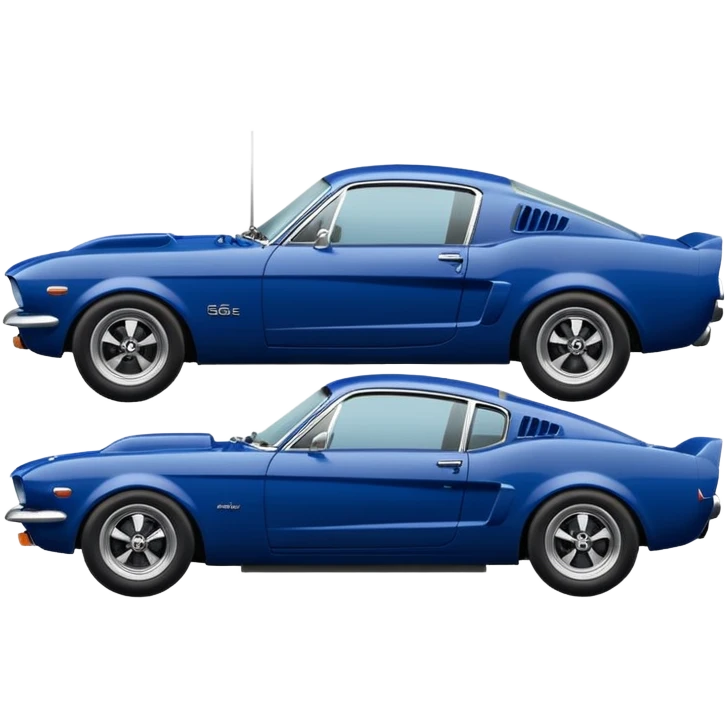 High view of dark blue 2025 Toyota 86 styled like 65 mustang emoji