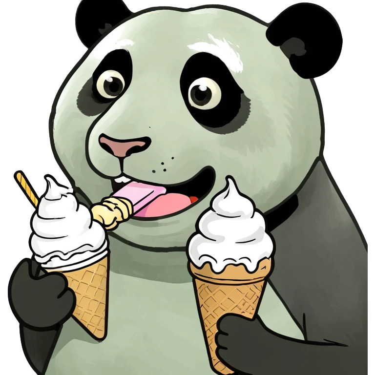 Panda eating ice cream emoji