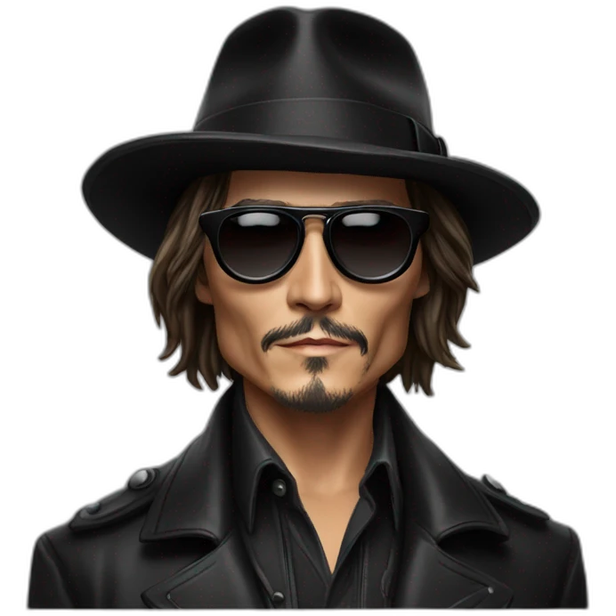 johnny-depp in black hat and dark glasses emoji