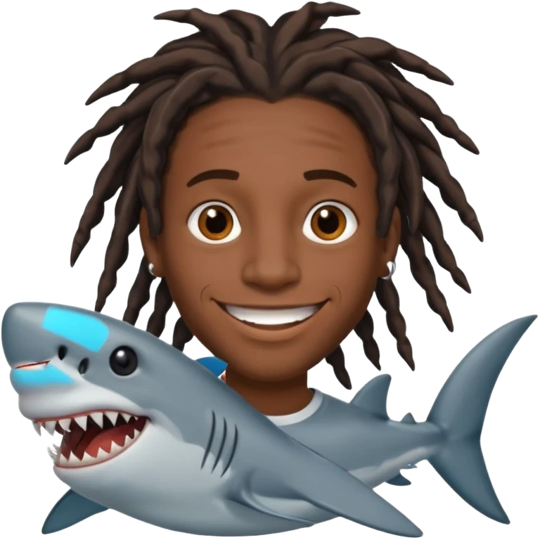 Dark skin black male with locs and shark bite piercings emoji