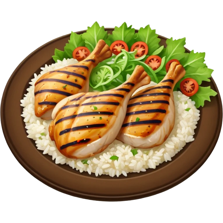 Grilled chicken and rice with salad emoji