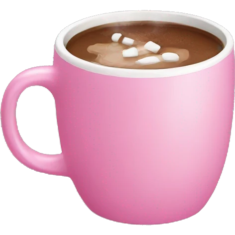 pink mug with hot chocolate emoji
