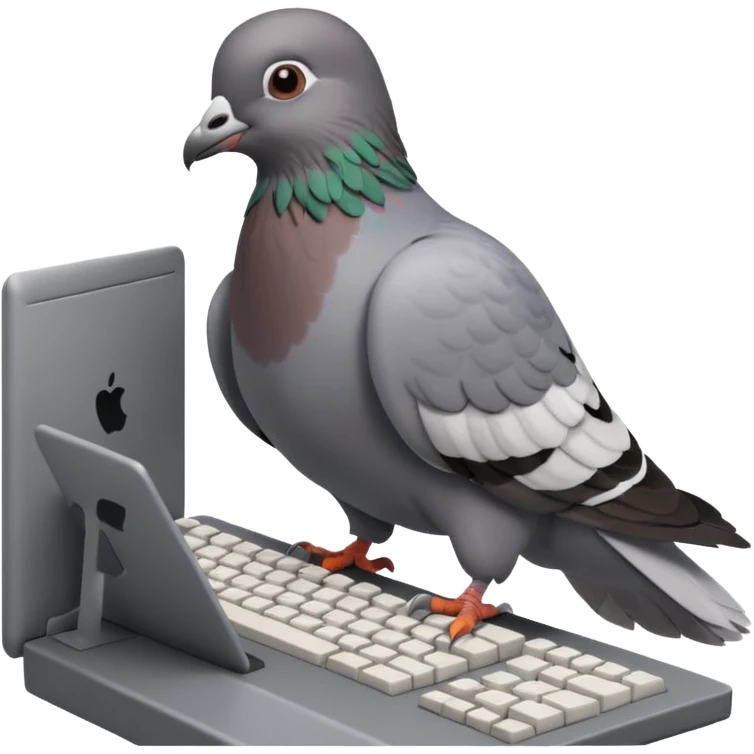 pigeon sitting at a computer with Roblox on screen emoji