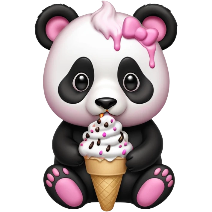 Panda eating ice cream emoji