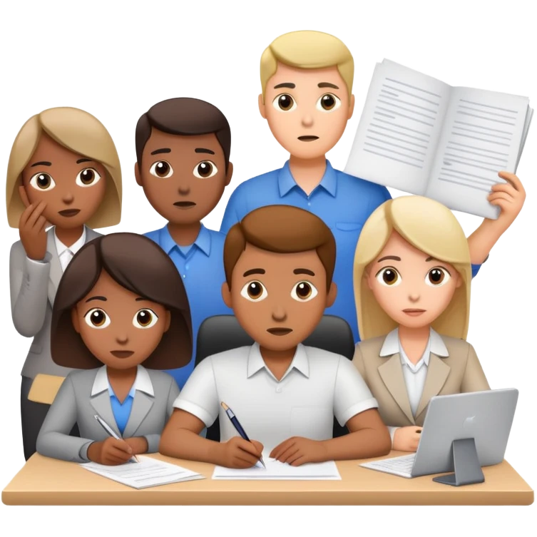 Stressed group of people working at desk  emoji