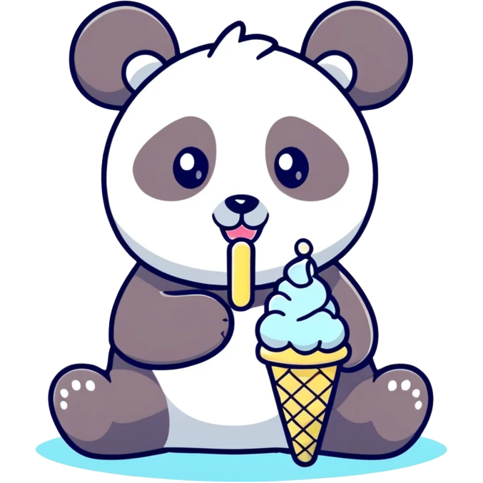 Panda eating ice cream emoji