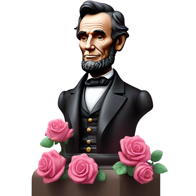 Pink ombre statue of Abraham Lincoln with glitter and roses  emoji