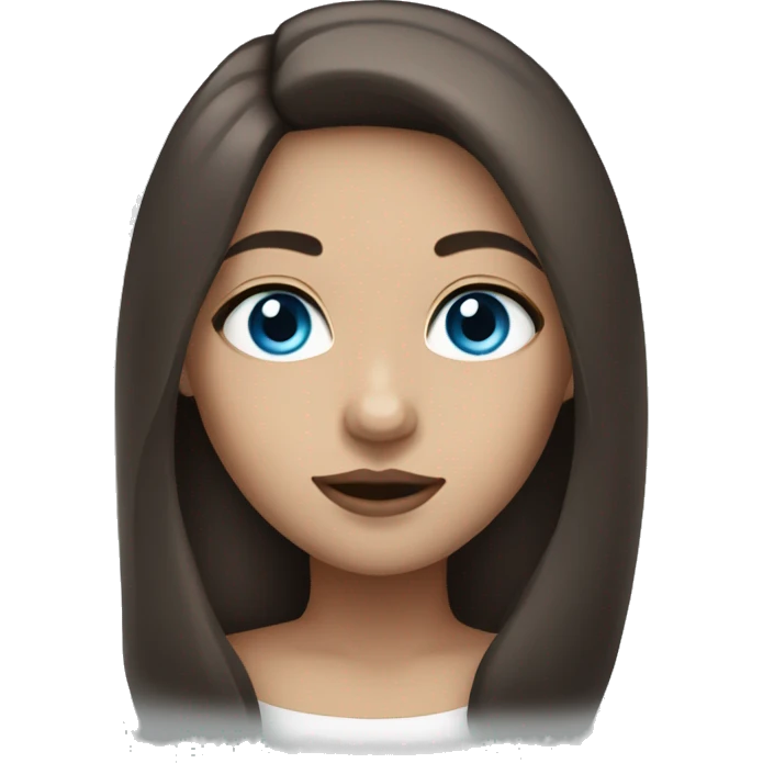 girl with long hair, dark brown hair, blue eyes and full lips emoji