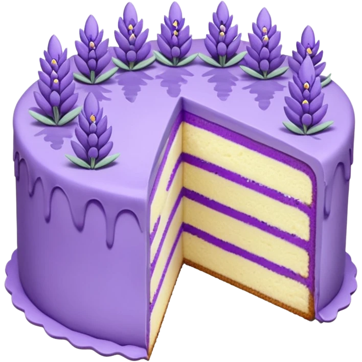 a cut out piece of an Aesthetic gorgeous beautiful pretty inspo Lavender cake with lavender flowers  emoji