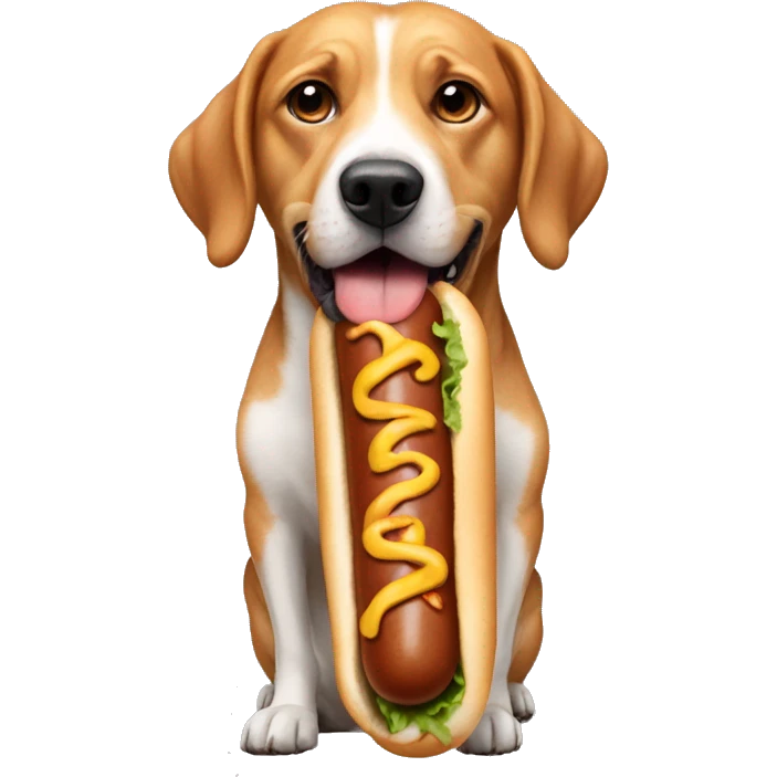 The dog eat a hotdog emoji