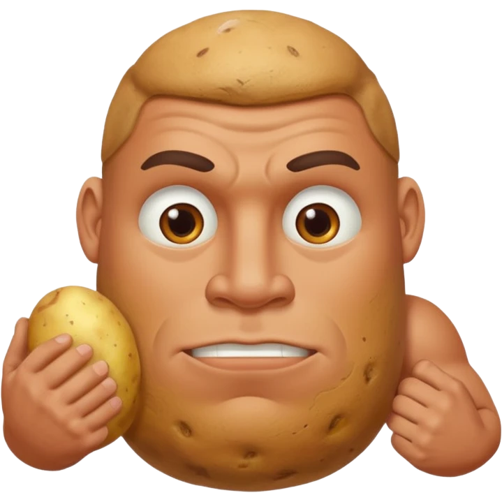 crea un señor fuerte con cara de papa emoji