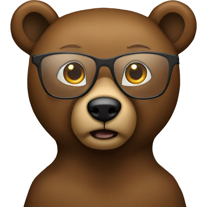 brown bear wearing round gla emoji