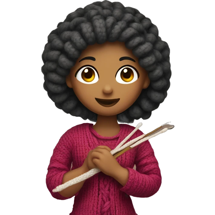 girl with a yarn skein and crochet hook emoji