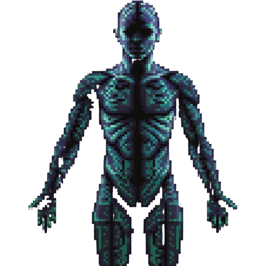 Human body silhouette with digital 3D scanning grid lines covering it, futuristic body scan emoji