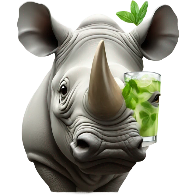 A rhino drinking a mojito emoji