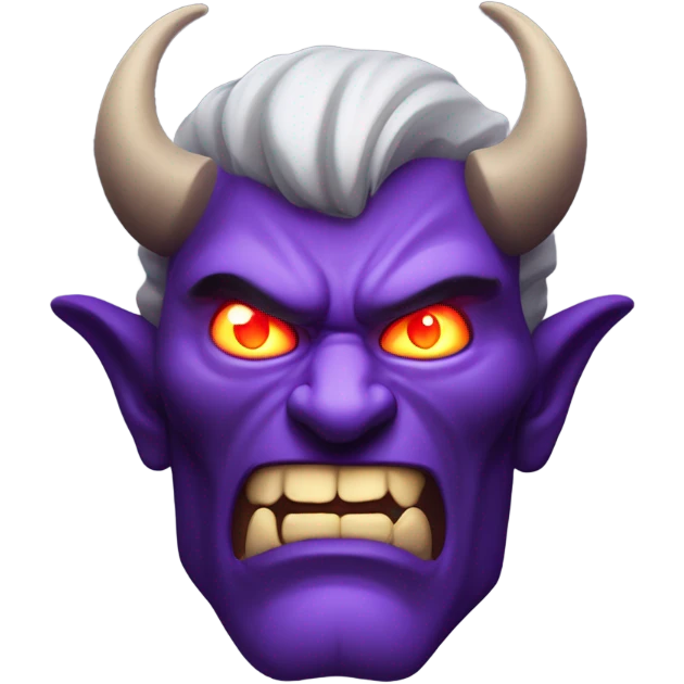 Demon with purple fire eyes emoji