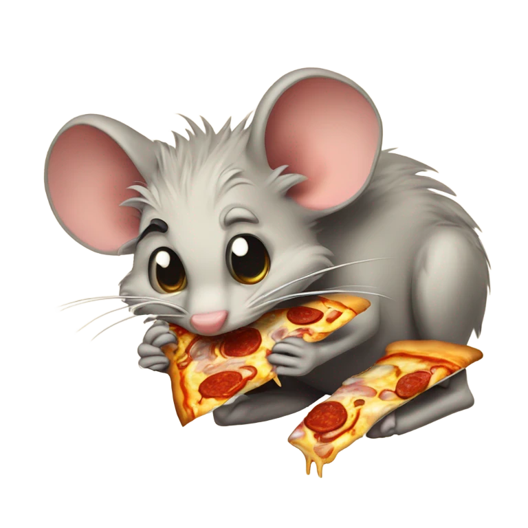 Ugly rat eating ugly pizza emoji