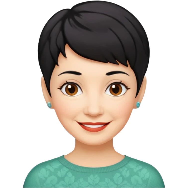 mujer mayor pelo negro pixie cut emoji