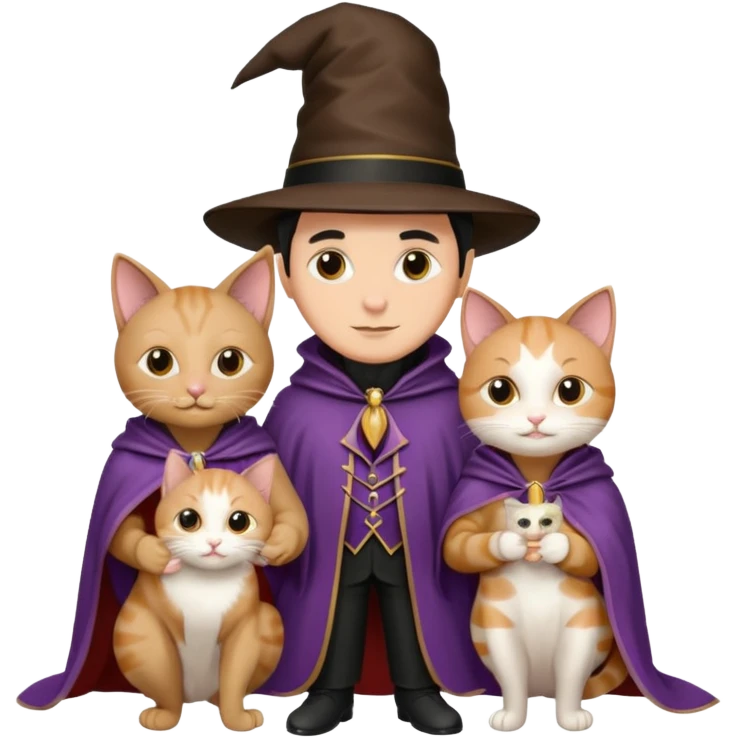 magician couple and their pet cat emoji