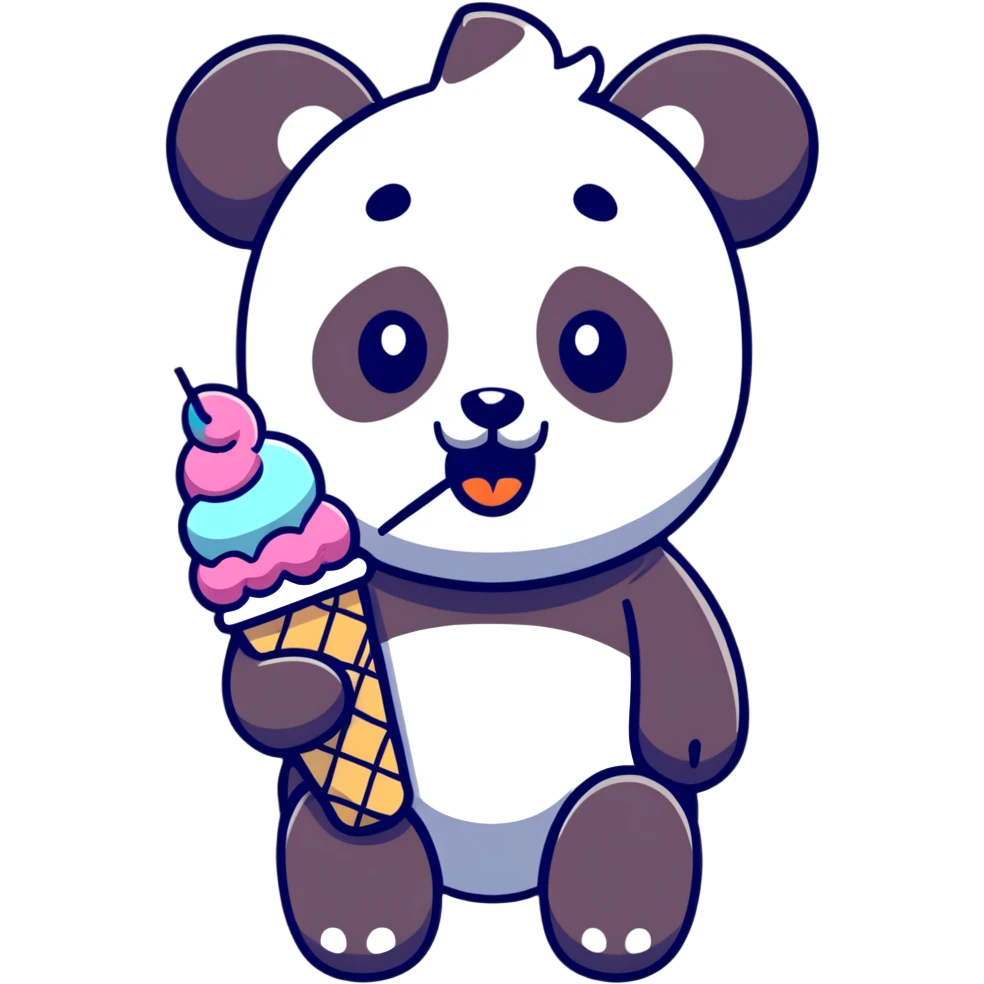 Panda eating ice cream emoji
