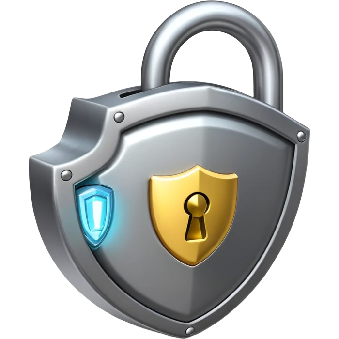 Secure lock with shield protecting a password emoji