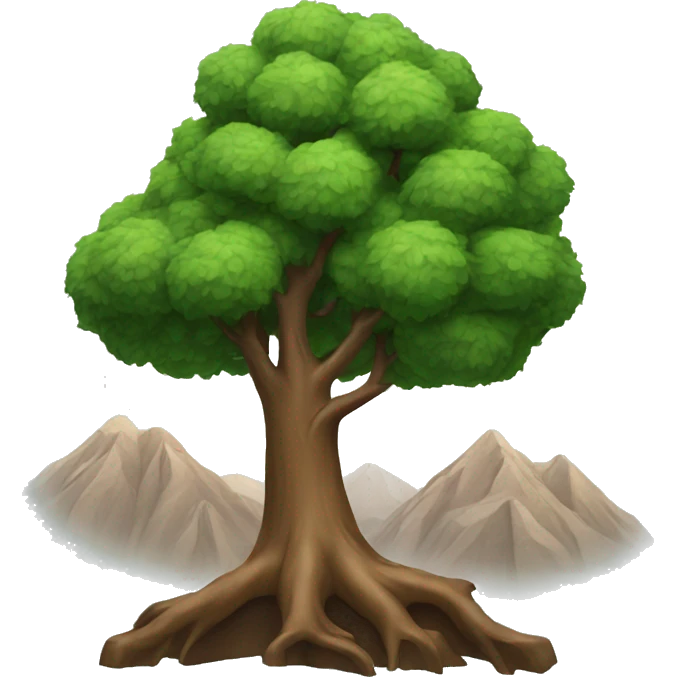 Tree with mountain in the background emoji