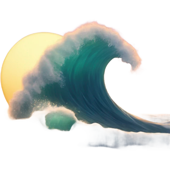 Waves arriving on a sunset shore emoji