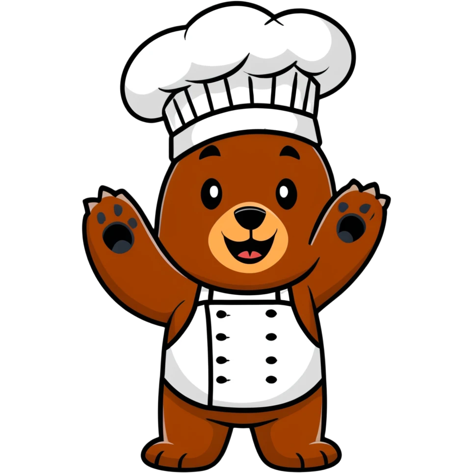 Grizzly Bear  wearing a chef hat make him scary emoji