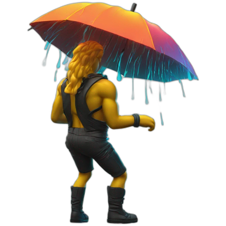 Juicy booty neon sign style man rain emoji