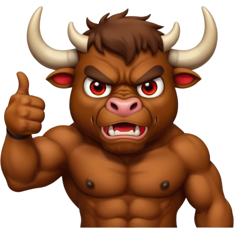 Angry bull emoji showing thumbs up (Like) emoji