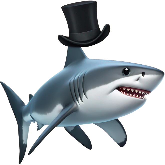 Shark with a top hat emoji
