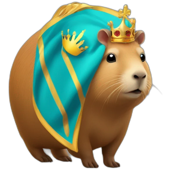 Un capybara avec une cape de roi et une courone emoji