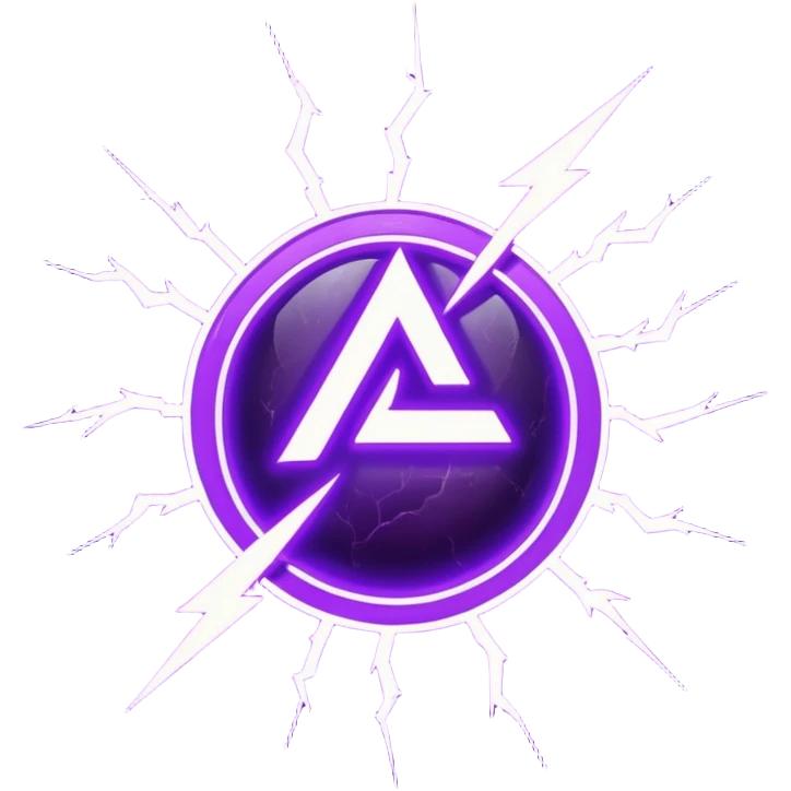 Purple rune with lightning bolts emanating from it. emoji