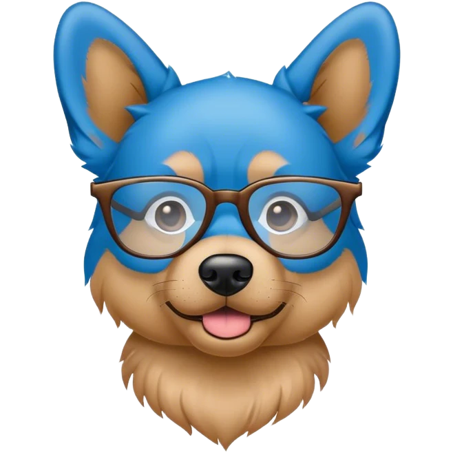 Blue dog wear glasses emoji