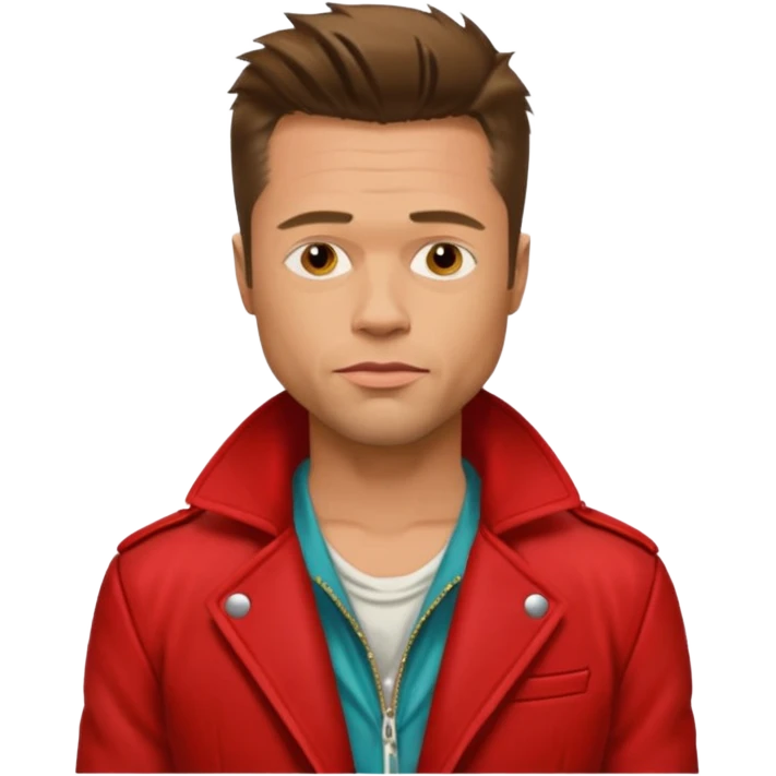 tyler durner personaje pelicula fight club con campera roja, brad pitt emoji