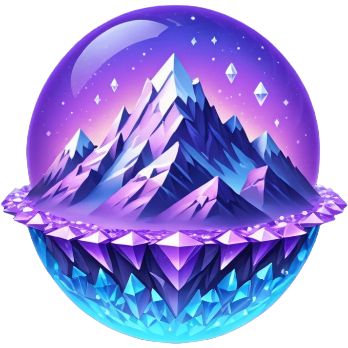 planet, surface covered in glowing crystals and mountain  emoji
