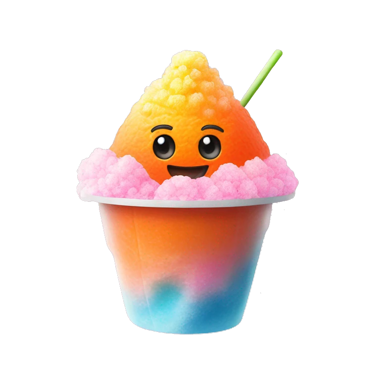 realistic pink and orange hawaiian shaved ice emoji
