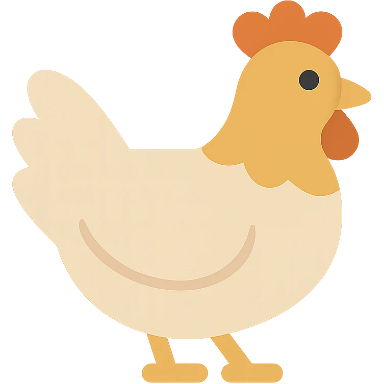 chicken icon, flat design, clean lines, easily recognizable silhouette emoji