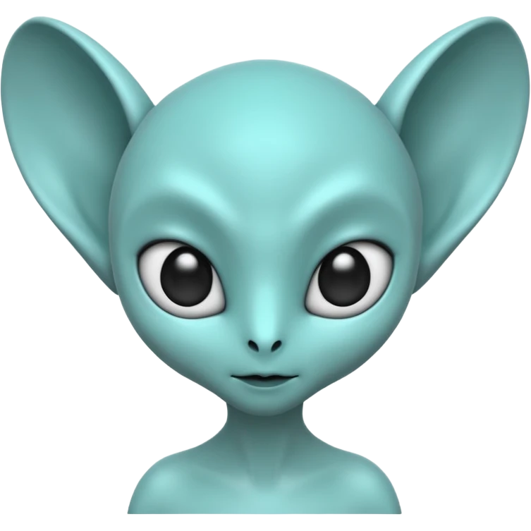 teal alien with two rounded ears and big pure black eyes emoji