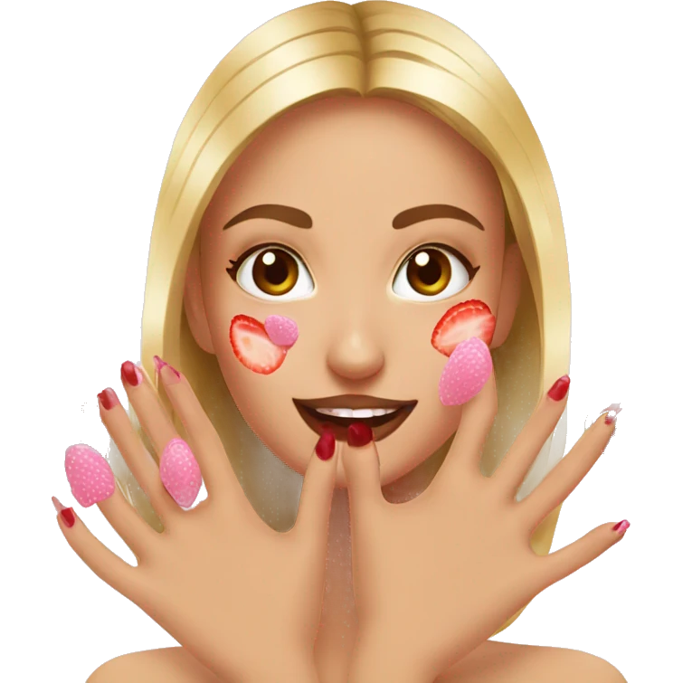 getting nails done with strawberries on them emoji