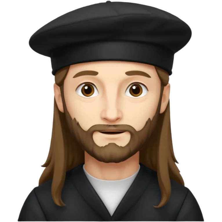 Leonardo da Vinci wear black berret hat emoji