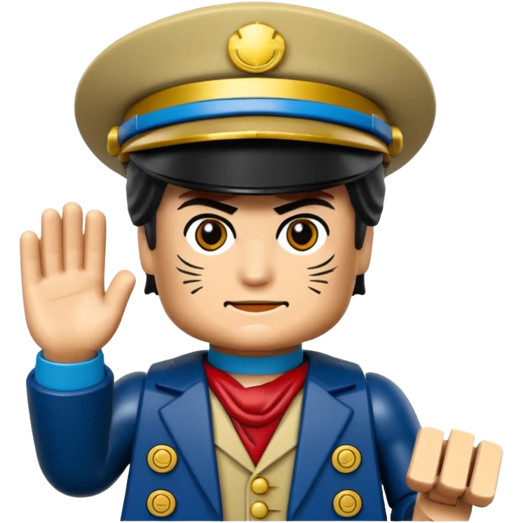Jotaro Kujo as lego minifigure, full lego figurine view emoji
