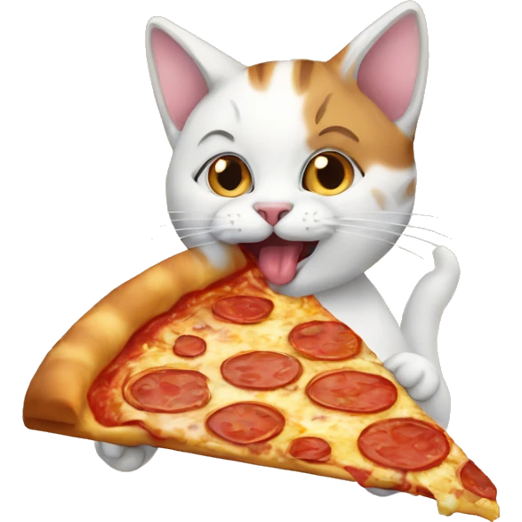 Cat eating pizza emoji